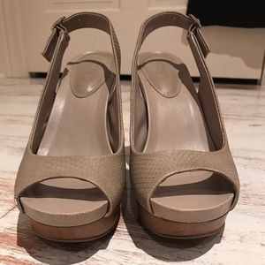 Jessica Simpson Nude Peep Toe Wedges