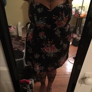 Sweetheart strapless floral skater dress