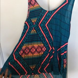Neon tribal print Hurley tank top