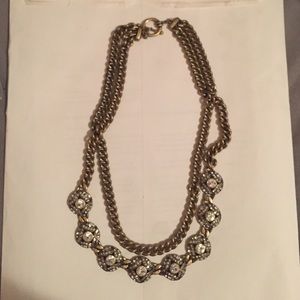 8 stone double chain statement necklace