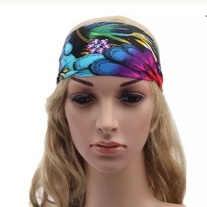 Boho yoga headband multicolor elastic running