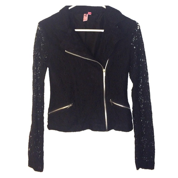 Black lace motorcycle jacket