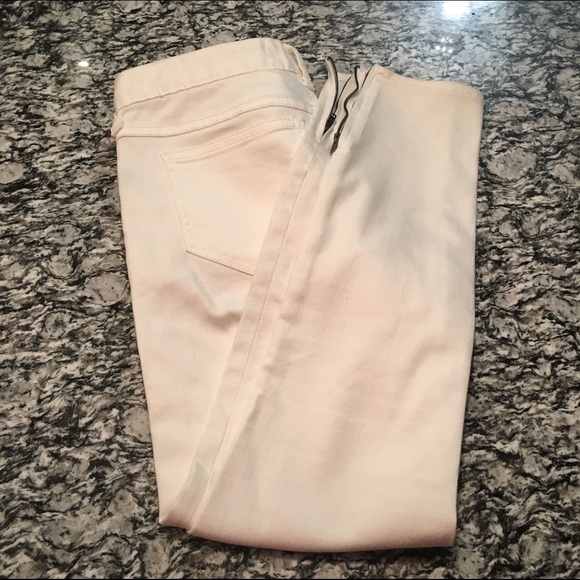 Free People White Zipper Skinny Pants