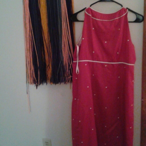 Ann Taylor pink and white dotted dress