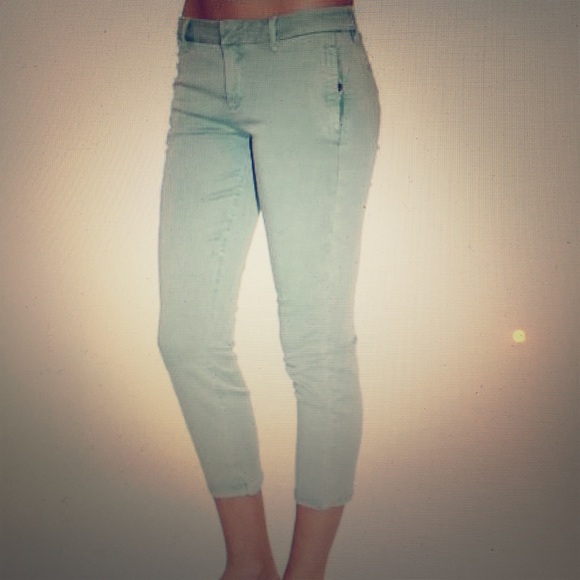 Level 99 Pants - Level 99 Mint Green Cropped Jeans