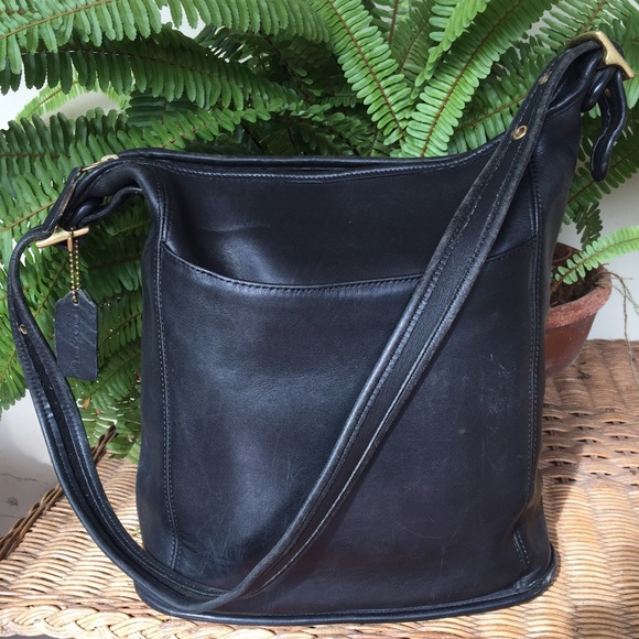 Coach Handbags - Vintage Coach Legacy Leather Black Bucket Bag