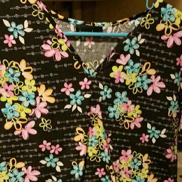 Flowered scrub top