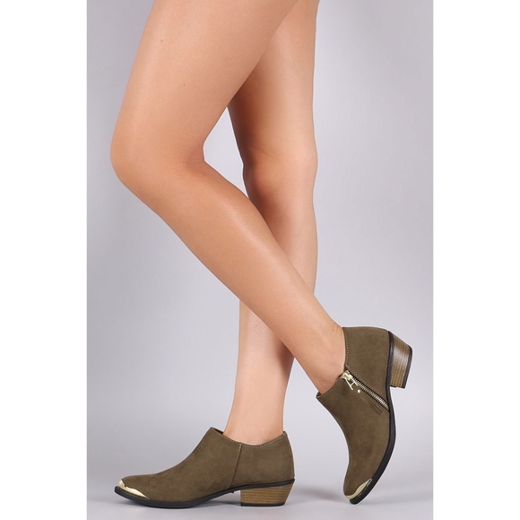 Olive gold accent ankle booties 1 LEFT!!! - Picture 2 of 7
