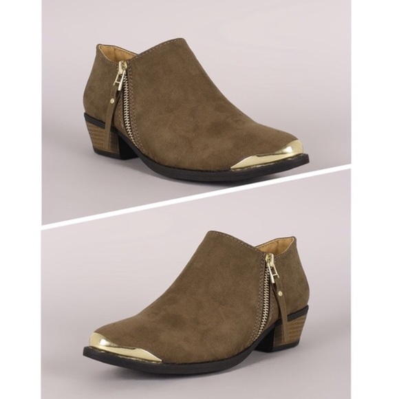 Olive gold accent ankle booties 1 LEFT!!! - Picture 7 of 7