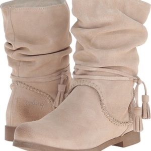 Beige Noreen Leather Slouch Boots