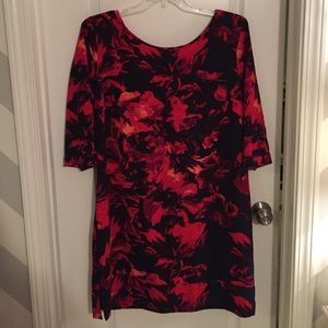 Black and Red Floral Shift Dress!