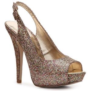 NWOT. Madden Girl Jassperr Glitter Peep Toe Pumps