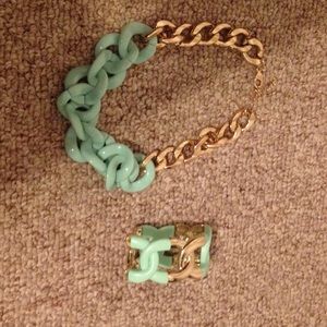 Sea Foam green statement necklace with bracelet