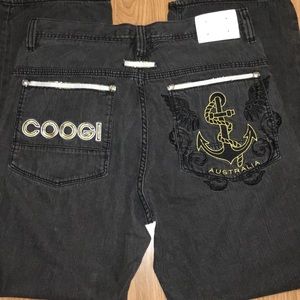 Mens Coogi Embroidered Anchor Bling Pocket Jeans