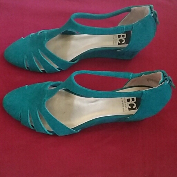 🔥deep teal suede statement wedges🔥 - Picture 2 of 4