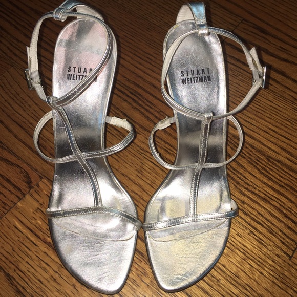 Stuart Weitzman silver strappy sandals