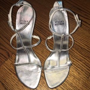 Stuart Weitzman silver strappy sandals