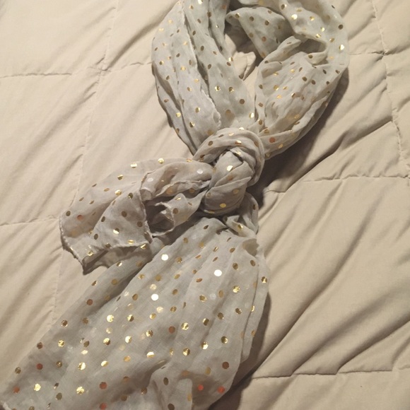Cream and gold polka dot scarf
