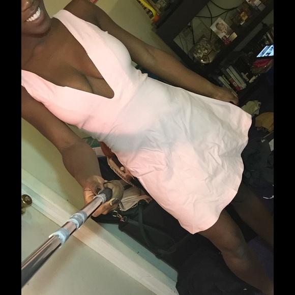 Pink Deep Plunge Skater Dress