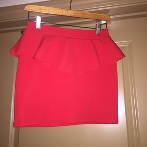 red mini peplum skirt