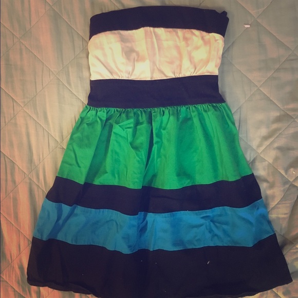 Strapless Color Block Dress