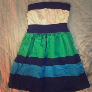 Strapless Color Block Dress