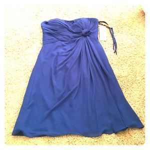 Blue strapless dress