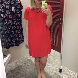 Coral short sleeve shift dress