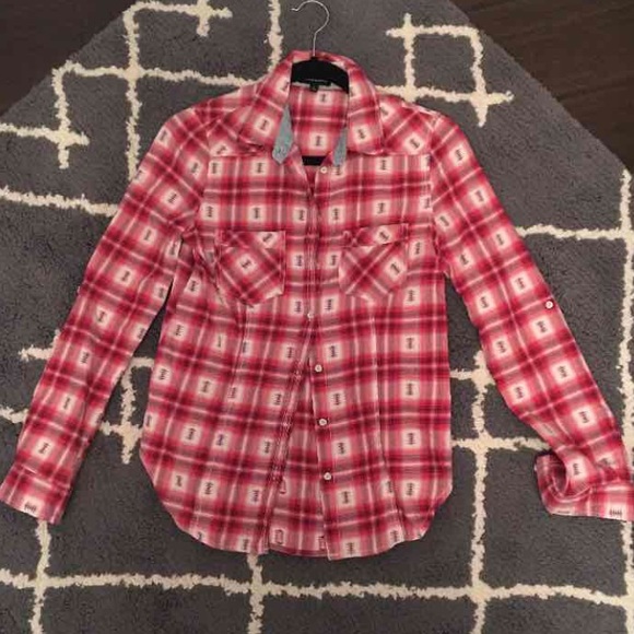 Red, White, Blue Flannel with Tribal Pattern - Picture 1 of 1