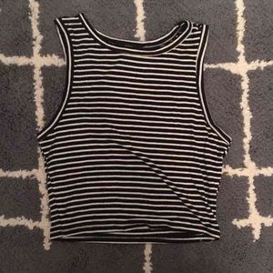 Black and White Stripped Crop Tank