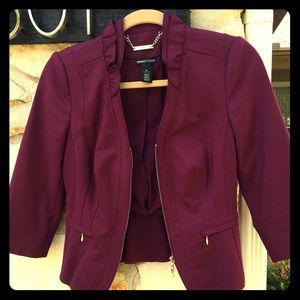 WHBM wine-colored 3/4 length Jacket