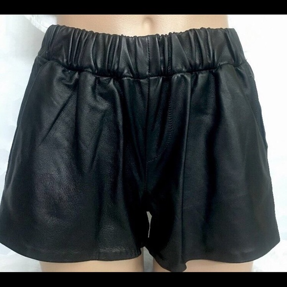 rag & bone black leather shorts