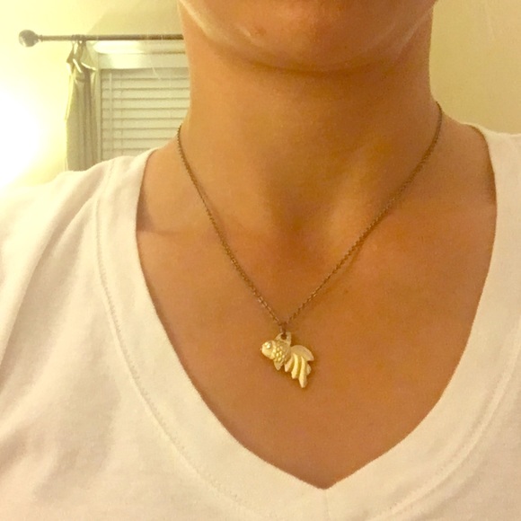 Gold goldfish necklace