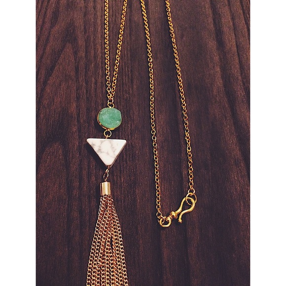 Long, handmade, druzy tassel necklace - Picture 2 of 2