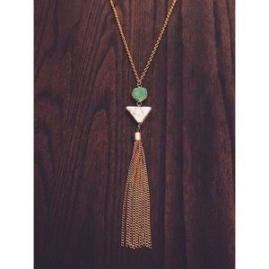 Long, handmade, druzy tassel necklace