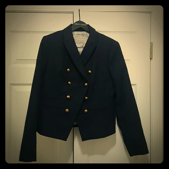 Banana Republic navy military cut away jacket
