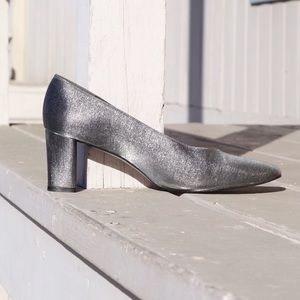 Vintage Stuart Weitzman metallic silver blockheels