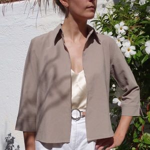 Vintage open taupe crepe top