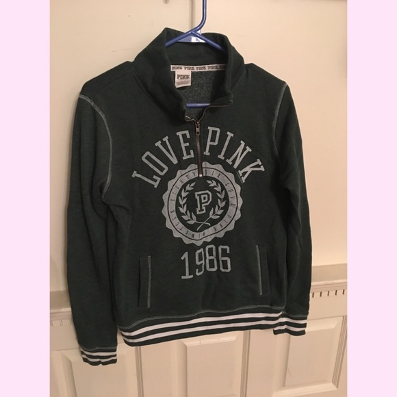 Dark green PINK half zip yoga sweatshirt