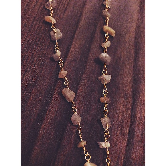 Long, handmade, agate necklace with rosary chain. - Picture 3 of 4