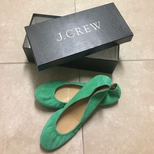 Unworn Green leather J. Crew flats