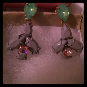 J. Crew Crystal Earrings-Matte Gray & Butterfly Bk