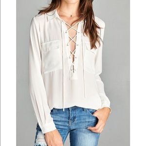 White Lace Chiffon Blouse