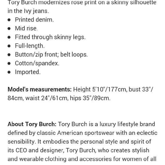 TORY BURCH Ivy Rose Skinny Jeans - SZ 25 - Picture 2 of 3