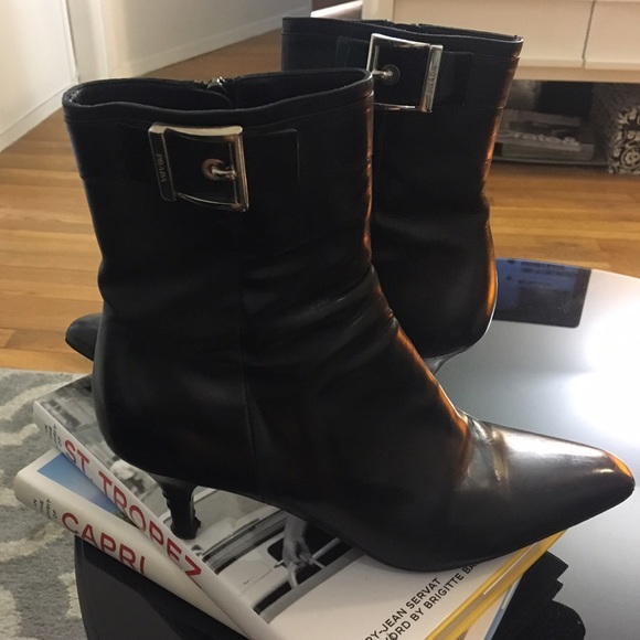 Prada Black Leather Booties