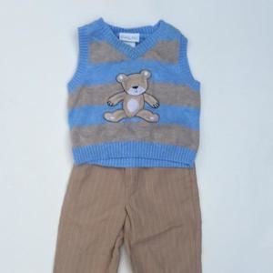 Teddy Bear Sweater Vest and Pants Set