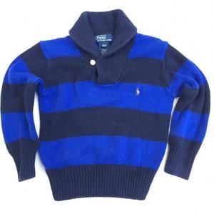 Polo by Ralph Lauren Blue striped Sweater with collar.