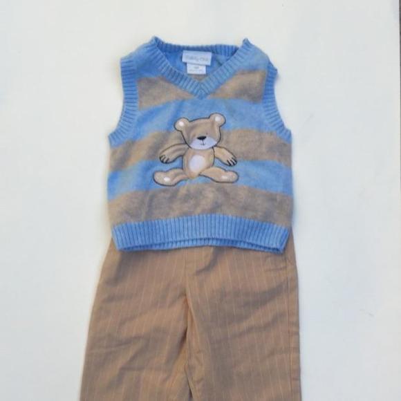 Teddy Bear Sweater Vest and Pants Set