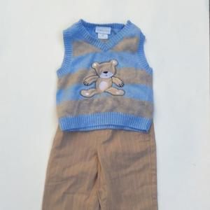 Teddy Bear Sweater Vest and Pants Set