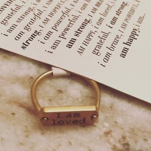 Dogeared Gold " I am Loved" ring. Size 7!